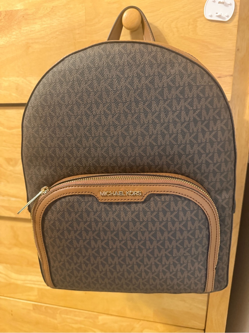 Michael Kors Brown and Tan Signature MK Backpack